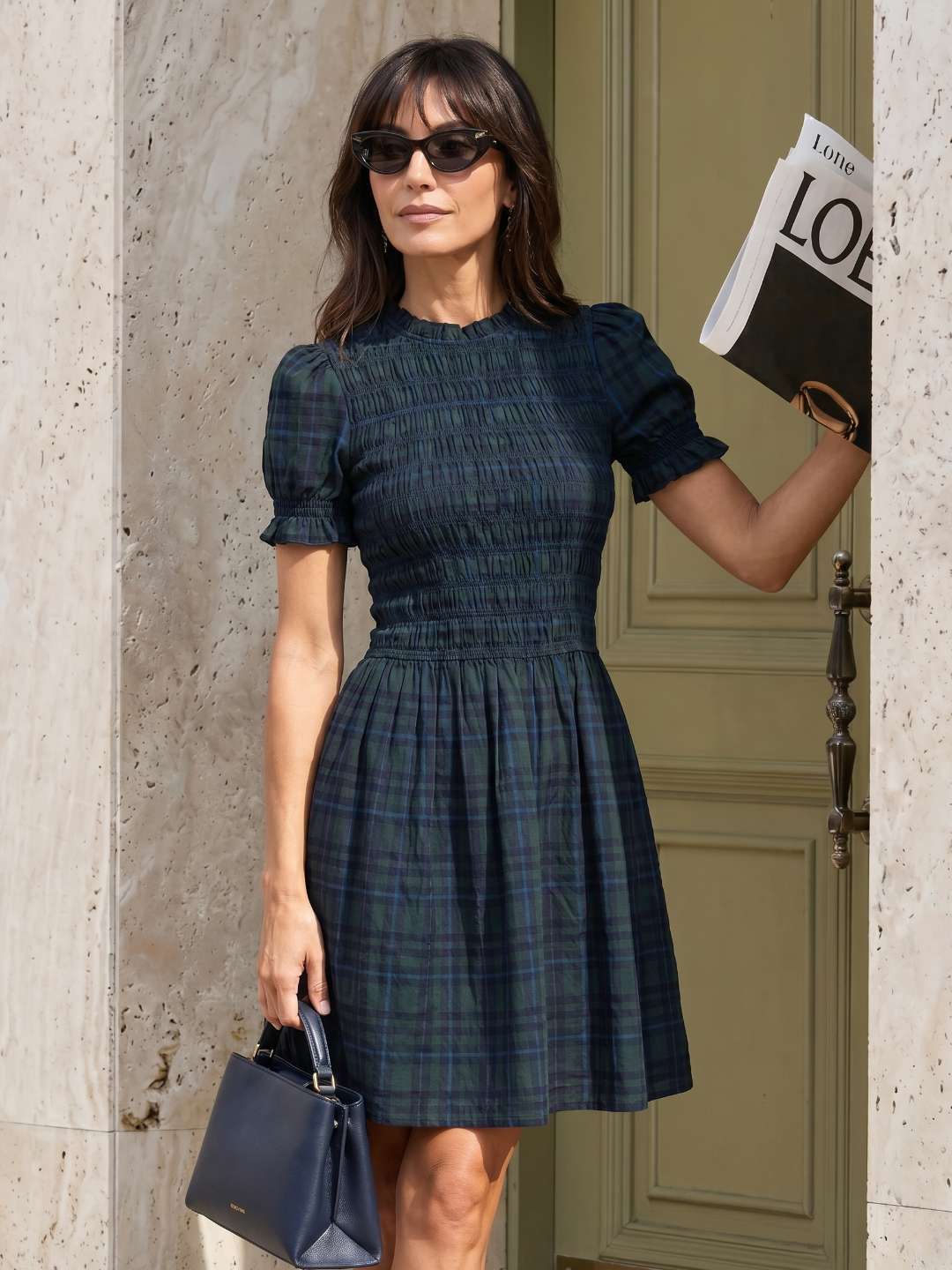 Sloane Tartan Smocked Dress