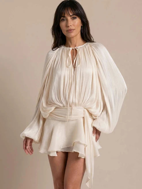 Elowen Shimmer Pleated Mini Dress