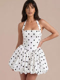 lair Polka Dot Halter Bubble Mini Dress