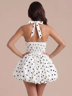 Blair Polka Dot Halter Bubble Mini Dress